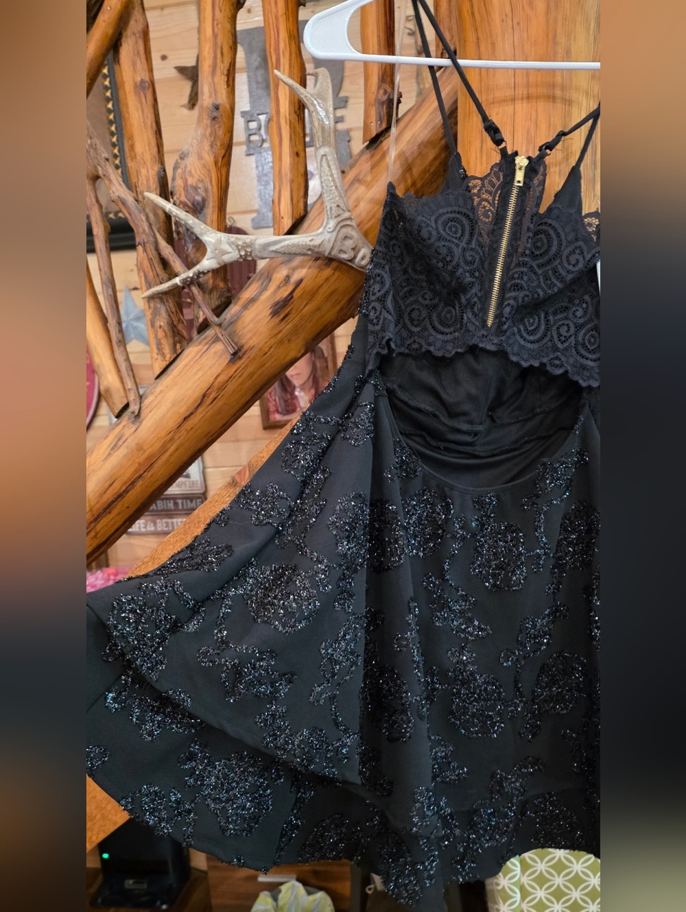 NEW! Black Beaded Lace-Back Party Dress - Picture 12 of 14